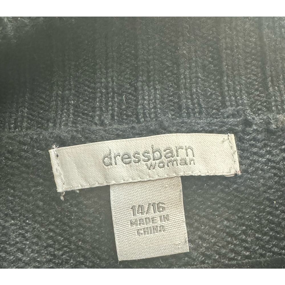 VTG Dress Barn Cardigan Sweater Jacket Large Black Snowflake Size 14/16 - Picture 5 of 7